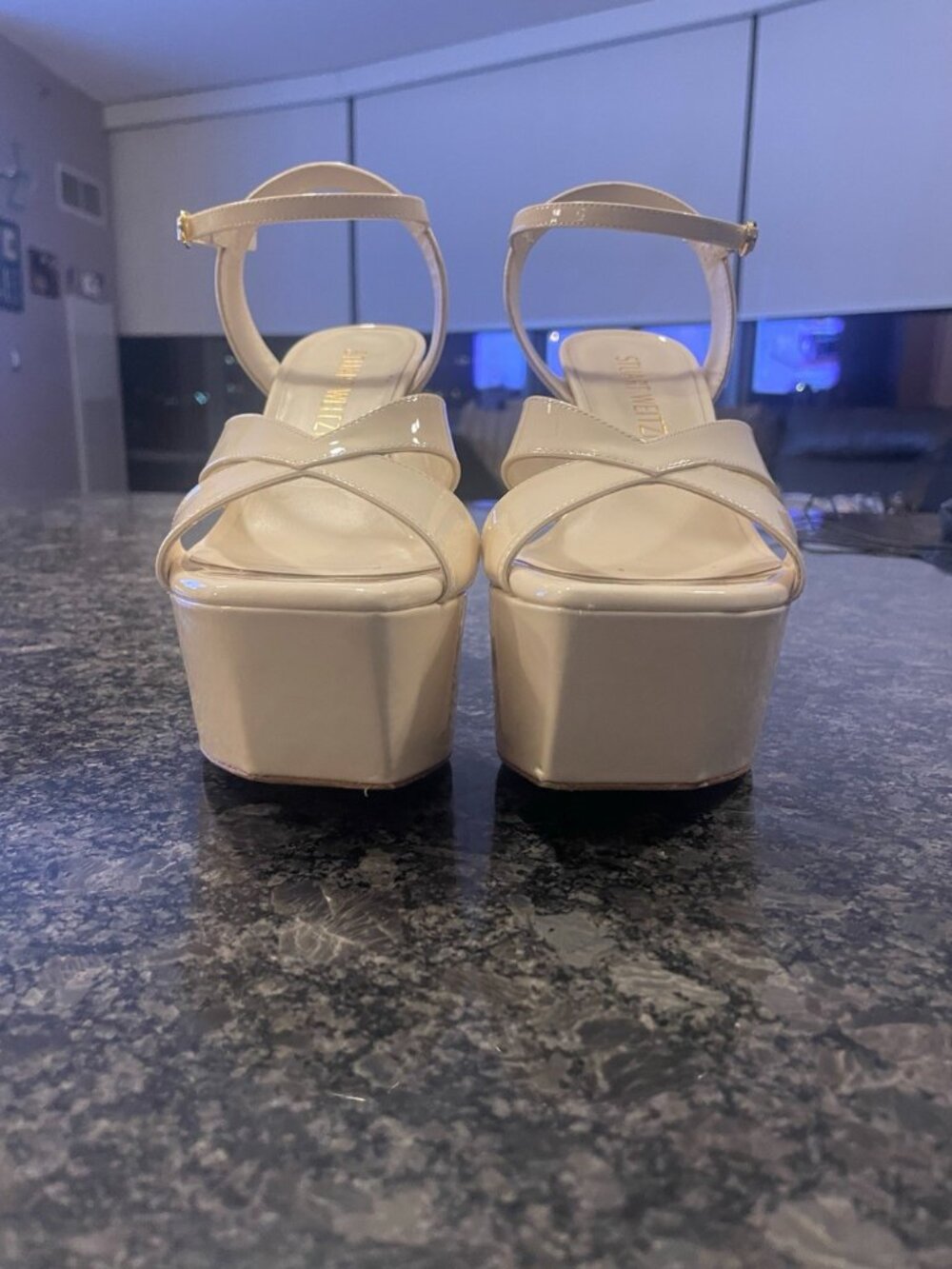 Stuart Weitzman Patent Leather Lasercut Accent High Heals - Picture 2 of 8